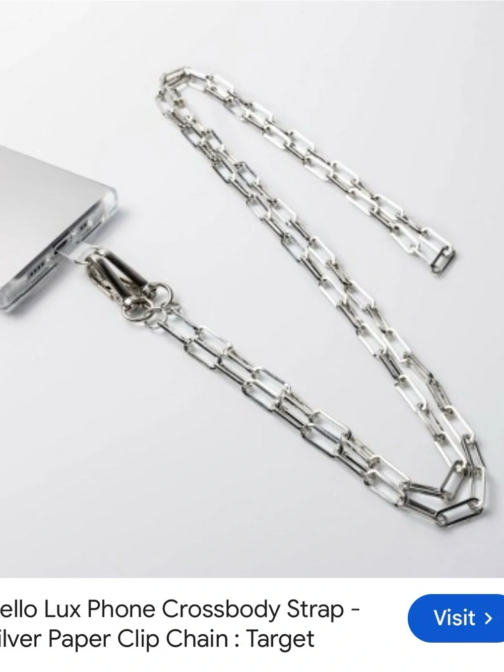 Silver Paper Clip Chain Crossbody Phone Strap